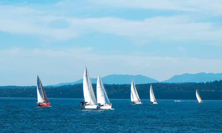 Summer Cat's Paw race 6, a lovely evening to go for a sail with tricky winds. Photo by Steve Stanton